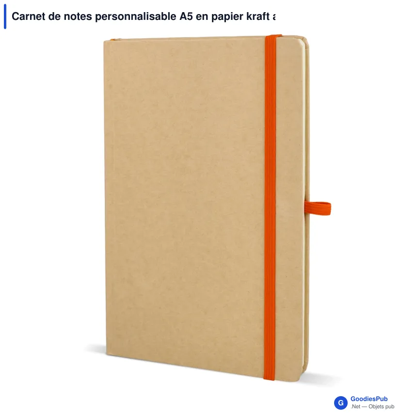 Carnet de notes personnalisable A5 en papier kraft avec logo - Kraft 6 coloris - Image 6