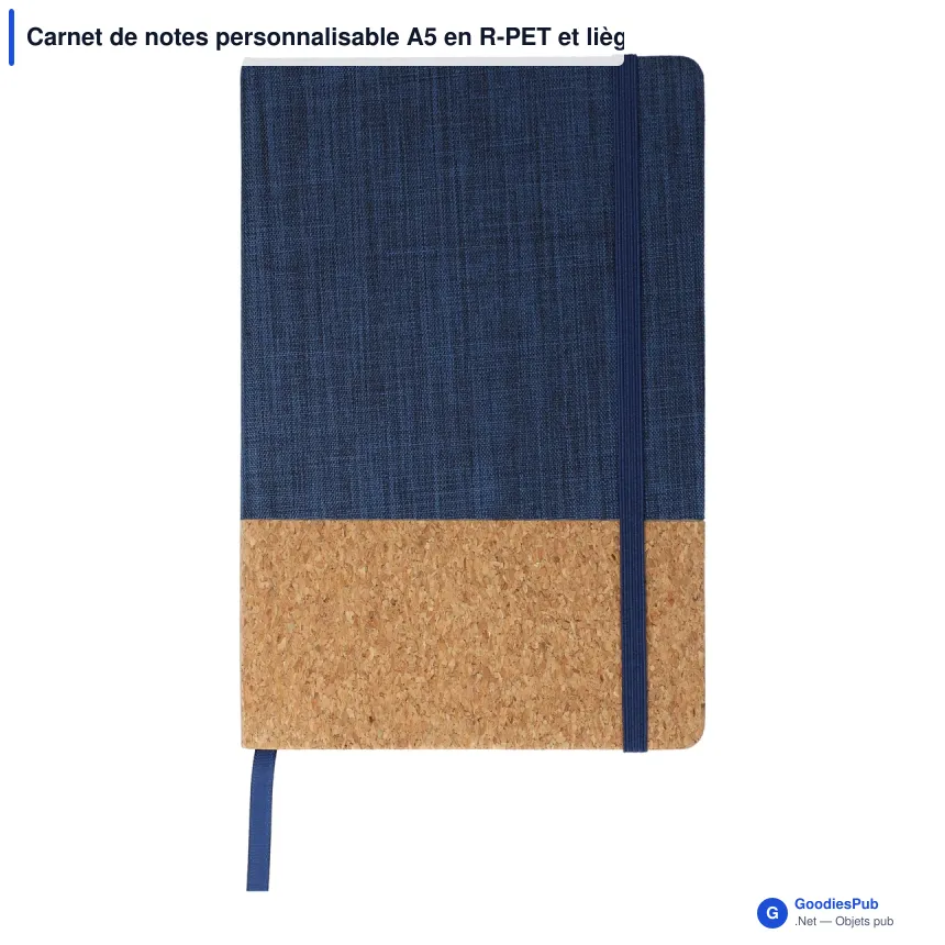 Carnet de notes personnalisable A5 en R-PET et liège avec logo - 3 coloris - Image 4