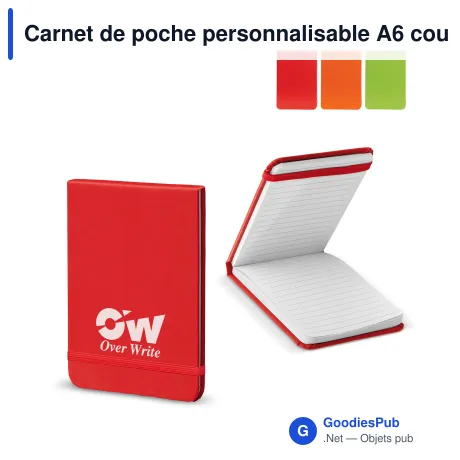 Carnet de poche personnalisable A6 couverture PU avec logo - Format A6