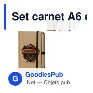 Set carnet A6 et stylo personnalisable en carton avec logo - Duo - Miniature 1