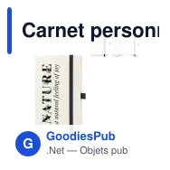 Carnet personnalisable A5 en coton recyclé et R-PET avec logo - Beige et noir - Miniature 1