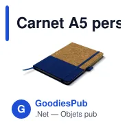 Carnet A5 personnalisable en liège et cuir végétalien avec logo - Liège - Miniature 2