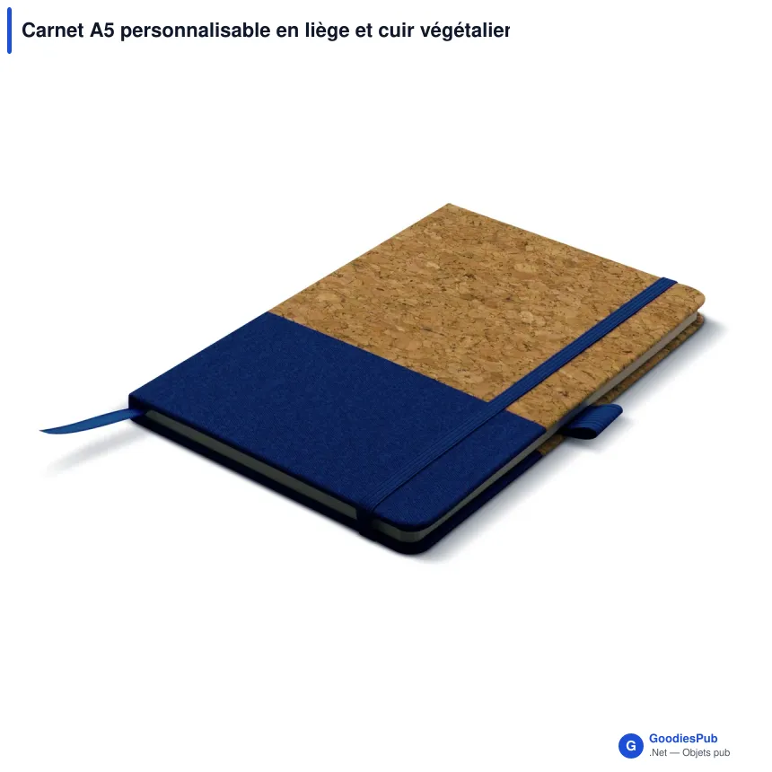 Carnet A5 personnalisable en liège et cuir végétalien avec logo - Liège - Image 2