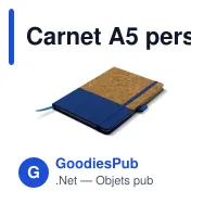 Carnet A5 personnalisable en liège et cuir végétalien avec logo - Liège - Miniature 3