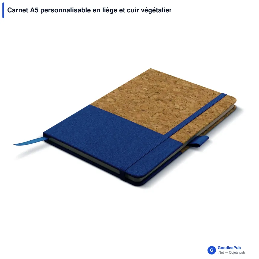 Carnet A5 personnalisable en liège et cuir végétalien avec logo - Liège - Image 3