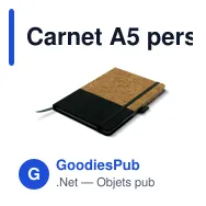 Carnet A5 personnalisable en liège et cuir végétalien avec logo - Liège - Miniature 4