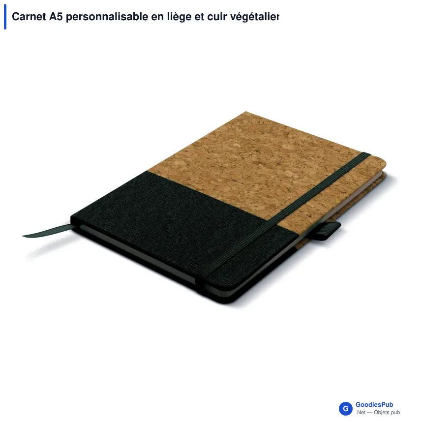 Carnet A5 personnalisable en liège et cuir végétalien avec logo - Liège - Image 4