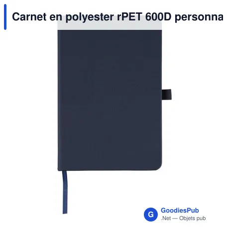 Carnet en polyester rPET 600D personnalisable avec logo - Elena