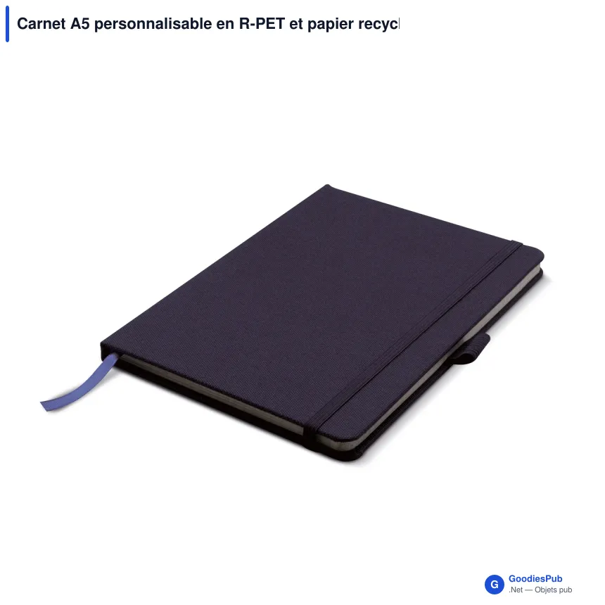 Carnet A5 personnalisable en R-PET et papier recyclé avec logo - RPET - Image 3