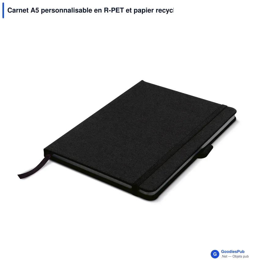 Carnet A5 personnalisable en R-PET et papier recyclé avec logo - RPET - Image 4