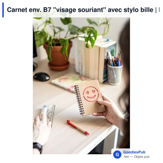 Carnet B7 personnalisable avec stylo à bille - Visage souriant | Dylanavec logo - Image 2