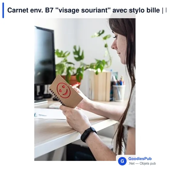 Carnet B7 personnalisable avec stylo à bille - Visage souriant | Dylanavec logo - Image 3