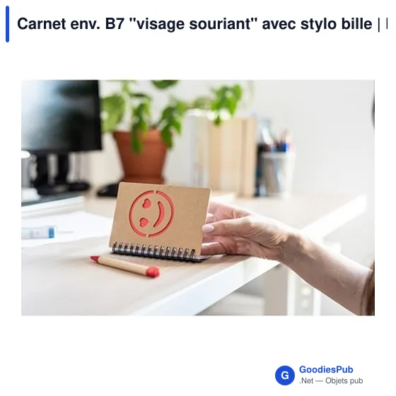 Carnet B7 personnalisable avec stylo à bille - Visage souriant | Dylanavec logo - Image 4
