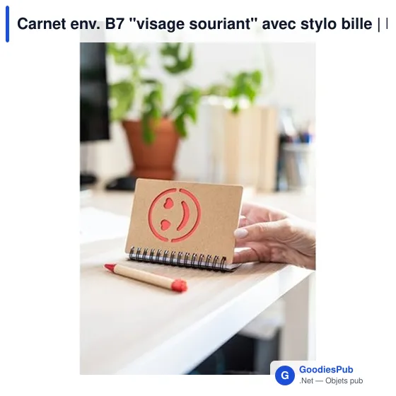 Carnet B7 personnalisable avec stylo à bille - Visage souriant | Dylanavec logo - Image 5