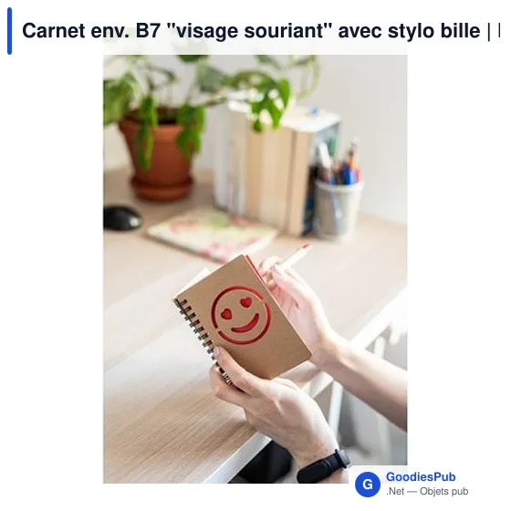 Carnet B7 personnalisable avec stylo à bille - Visage souriant | Dylanavec logo - Image 6