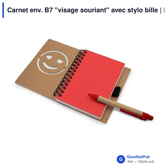 Carnet B7 personnalisable avec stylo à bille - Visage souriant | Dylanavec logo - Image 7