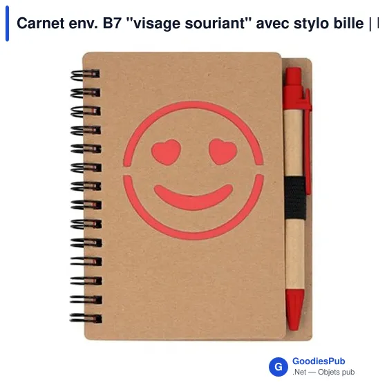 Carnet B7 personnalisable avec stylo à bille - Visage souriant | Dylanavec logo - Image 9