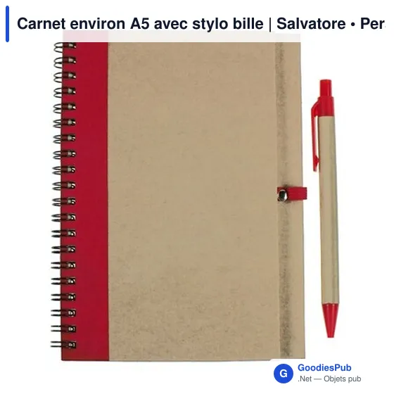 Carnet environ A5 avec stylo bille | Salvatore - Image 11