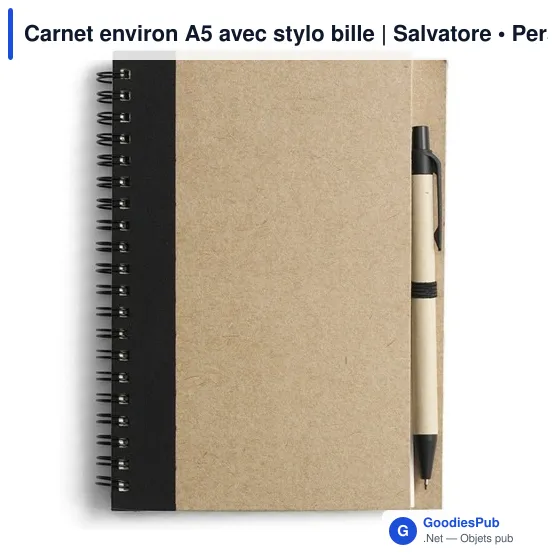 Carnet environ A5 avec stylo bille | Salvatore - Image 4