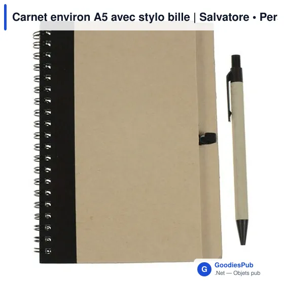 Carnet environ A5 avec stylo bille | Salvatore - Image 6