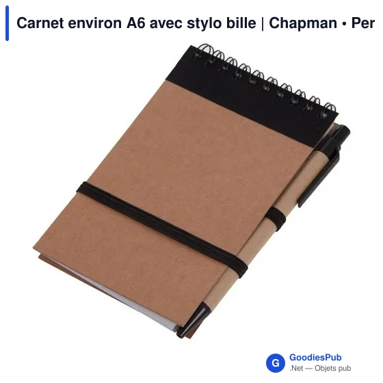 Carnet environ A6 avec stylo bille | Chapman - Image 1