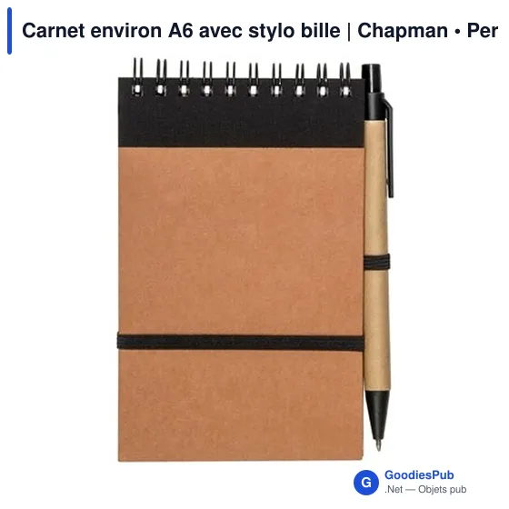 Carnet environ A6 avec stylo bille | Chapman - Image 2