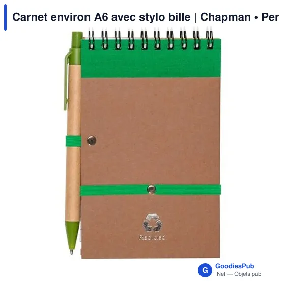 Carnet environ A6 avec stylo bille | Chapman - Image 12