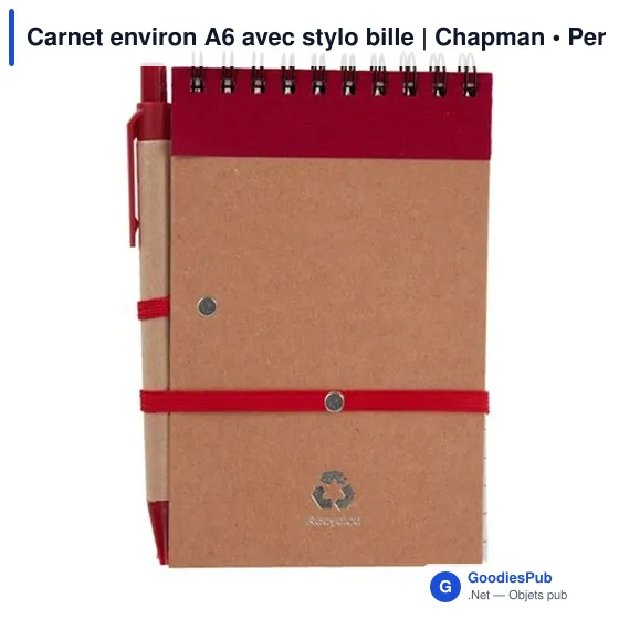 Carnet environ A6 avec stylo bille | Chapman - Image 8