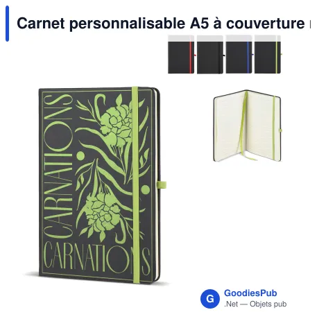 Carnet personnalisable A5 à couverture rigide en PU avec logo - Iroko