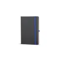 Variante Noir / Bleu - Carnet personnalisable A5 à couverture rigide en PU avec logo - Iroko