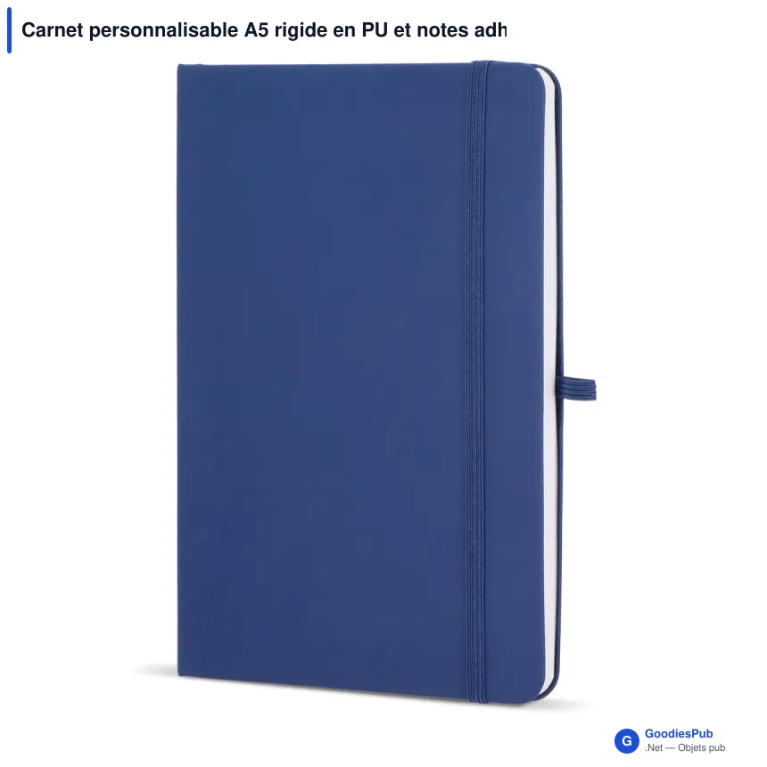 Carnet personnalisable A5 rigide en PU et notes adhésives avec logo - Olmo - Image 3