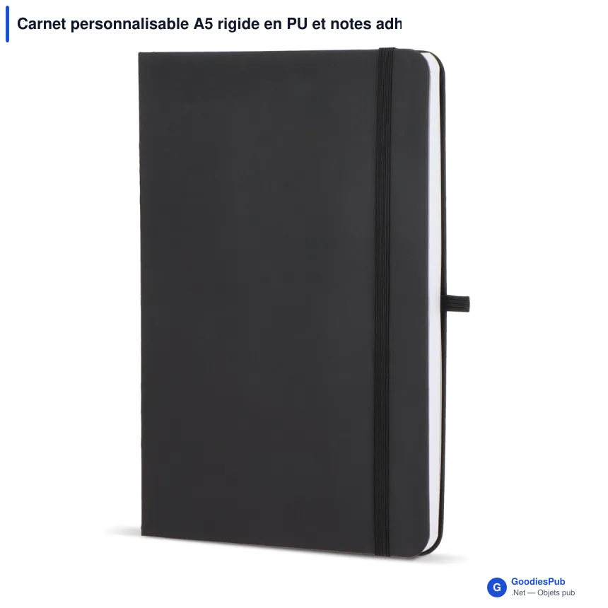 Carnet personnalisable A5 rigide en PU et notes adhésives avec logo - Olmo - Image 4