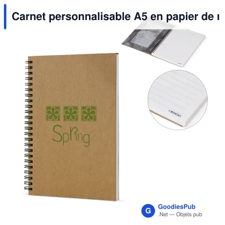 Carnet personnalisable A5 en papier de roche avec logo - Papier de roche