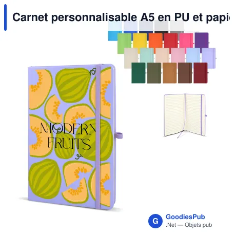 Carnet personnalisable A5 en PU et papier FSC avec logo - Sora A5