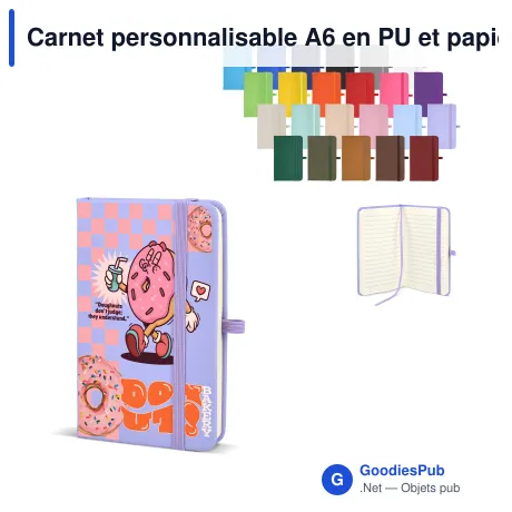 Carnet personnalisable A6 en PU et papier FSC avec logo - Sora A6