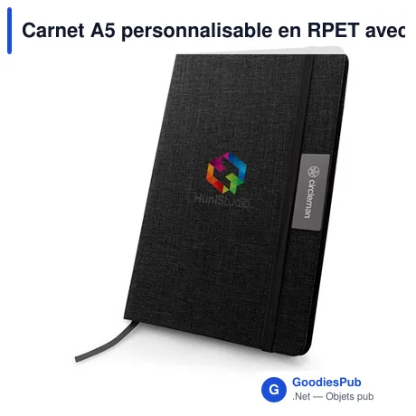 Carnet A5 personnalisable en RPET avec logo - Raysha