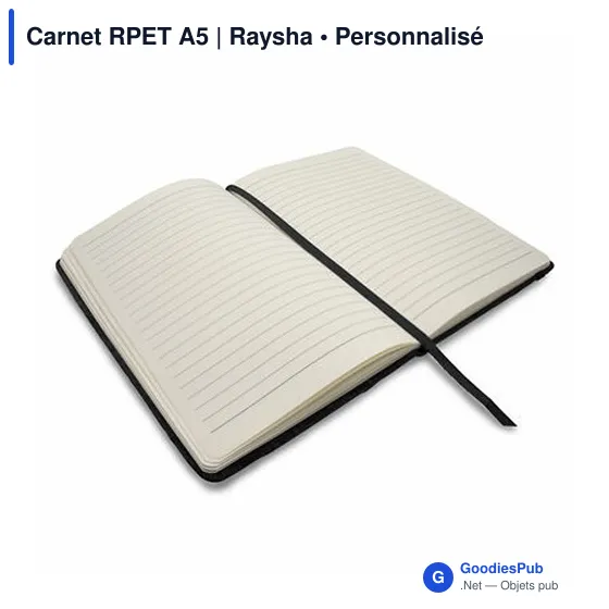 Carnet A5 personnalisable en RPET avec logo - Raysha - Image 4
