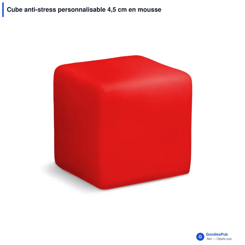 Cube anti-stress personnalisable 4,5 cm en mousse PU avec logo - 8 coloris - Image 2