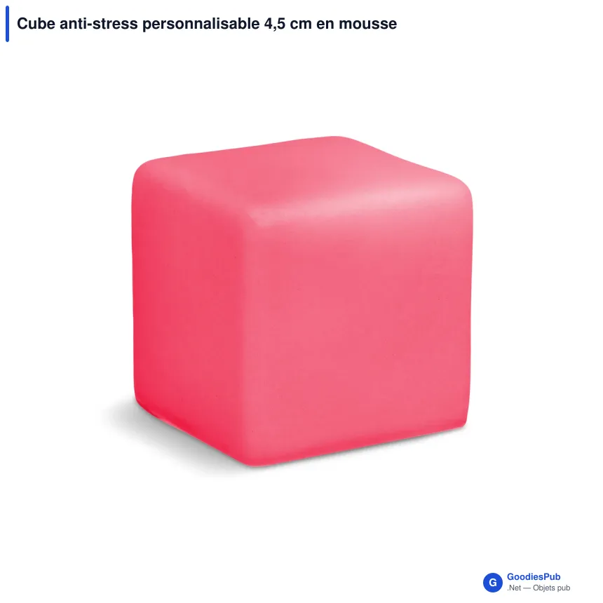 Cube anti-stress personnalisable 4,5 cm en mousse PU avec logo - 8 coloris - Image 3