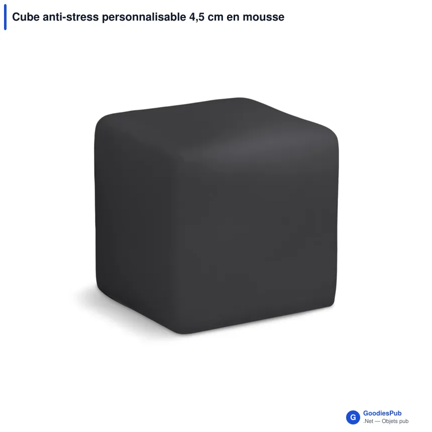 Cube anti-stress personnalisable 4,5 cm en mousse PU avec logo - 8 coloris - Image 4