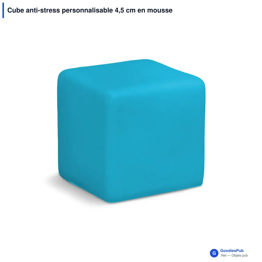 Cube anti-stress personnalisable 4,5 cm en mousse PU avec logo - 8 coloris - Image 5
