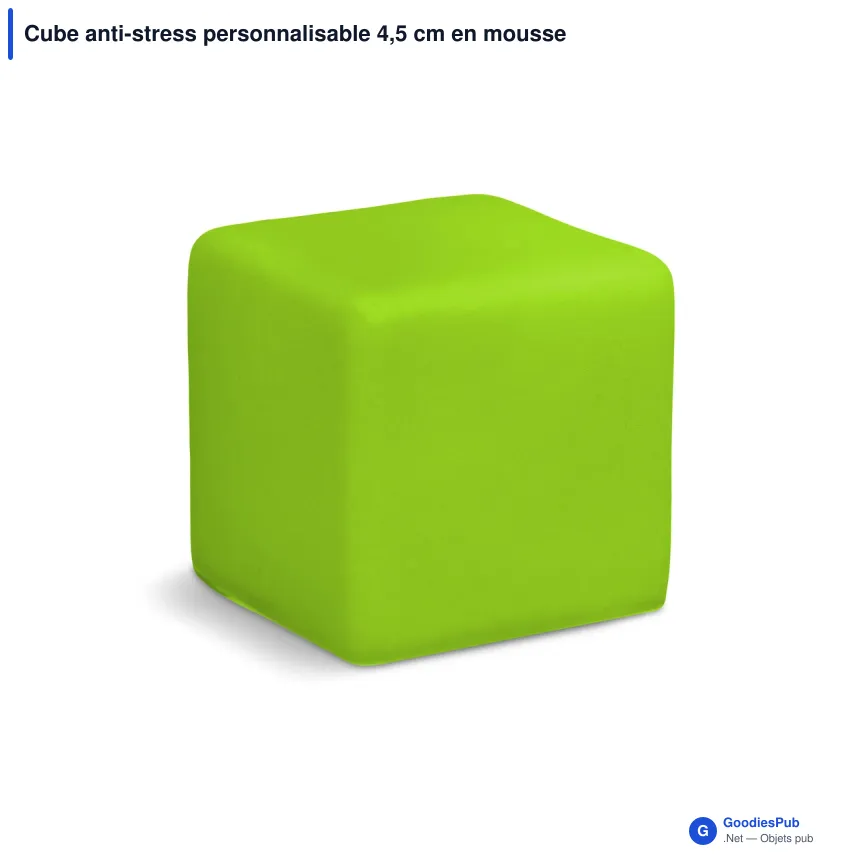 Cube anti-stress personnalisable 4,5 cm en mousse PU avec logo - 8 coloris - Image 6