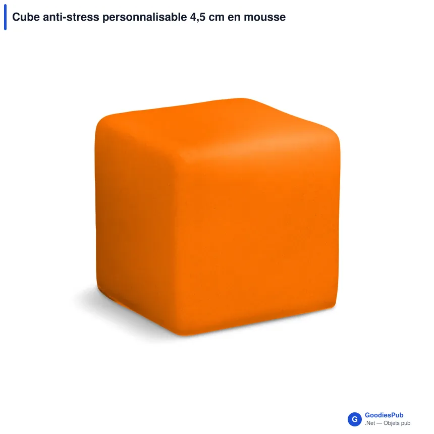 Cube anti-stress personnalisable 4,5 cm en mousse PU avec logo - 8 coloris - Image 7