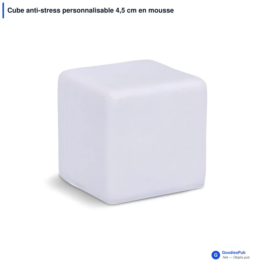 Cube anti-stress personnalisable 4,5 cm en mousse PU avec logo - 8 coloris - Image 8