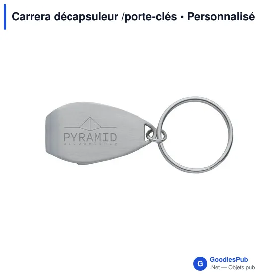 Décapsuleur porte-clés personnalisable en métal - Carreraavec logo - Image 1