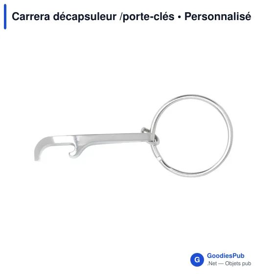 Décapsuleur porte-clés personnalisable en métal - Carreraavec logo - Image 2