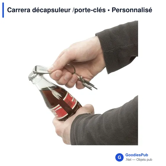 Décapsuleur porte-clés personnalisable en métal - Carreraavec logo - Image 3