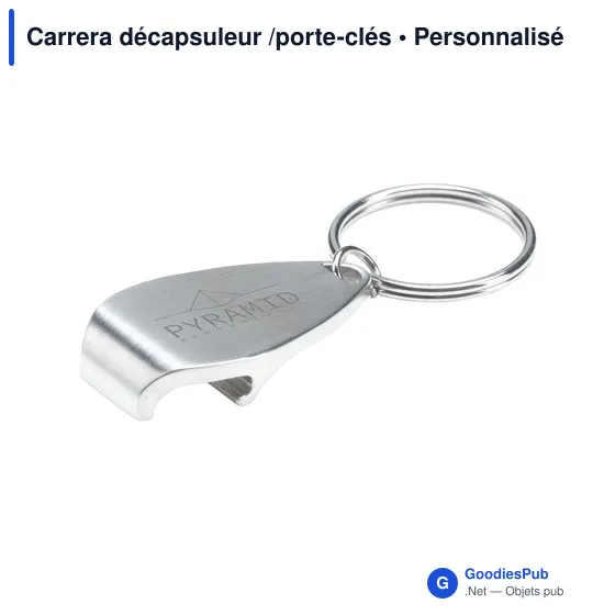 Décapsuleur porte-clés personnalisable en métal - Carreraavec logo - Image 4