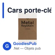 Porte-clés en métal personnalisable en forme de voiture avec logo - Miniature 1