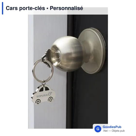 Porte-clés en métal personnalisable en forme de voiture avec logo - Image 3